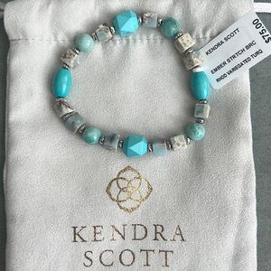 Kendra Scott Ember Silver Stretch Bracelet in Variegated Turquoise Magnesite